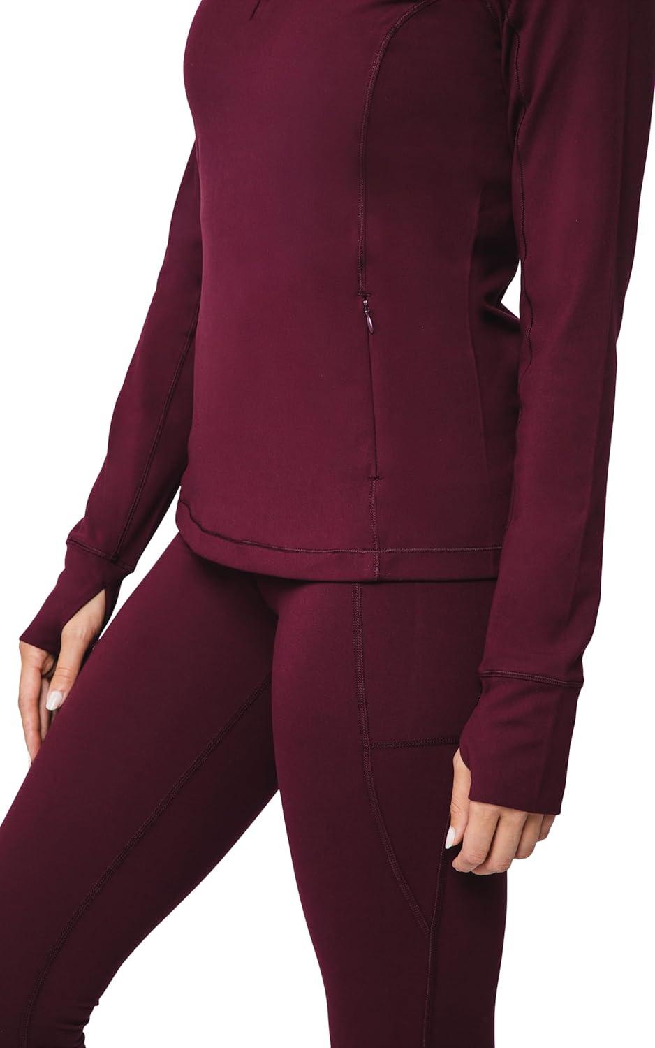 imageYogalicious Nude Tech Half Zip Long Sleeve Jacket with Front PocketsWindsor Wine