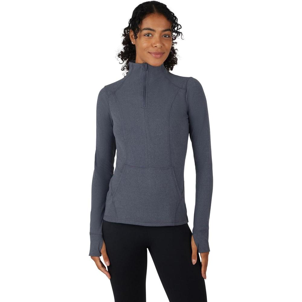 imageYogalicious Nude Tech Half Zip Long Sleeve Jacket with Front PocketsHeather Charcoal