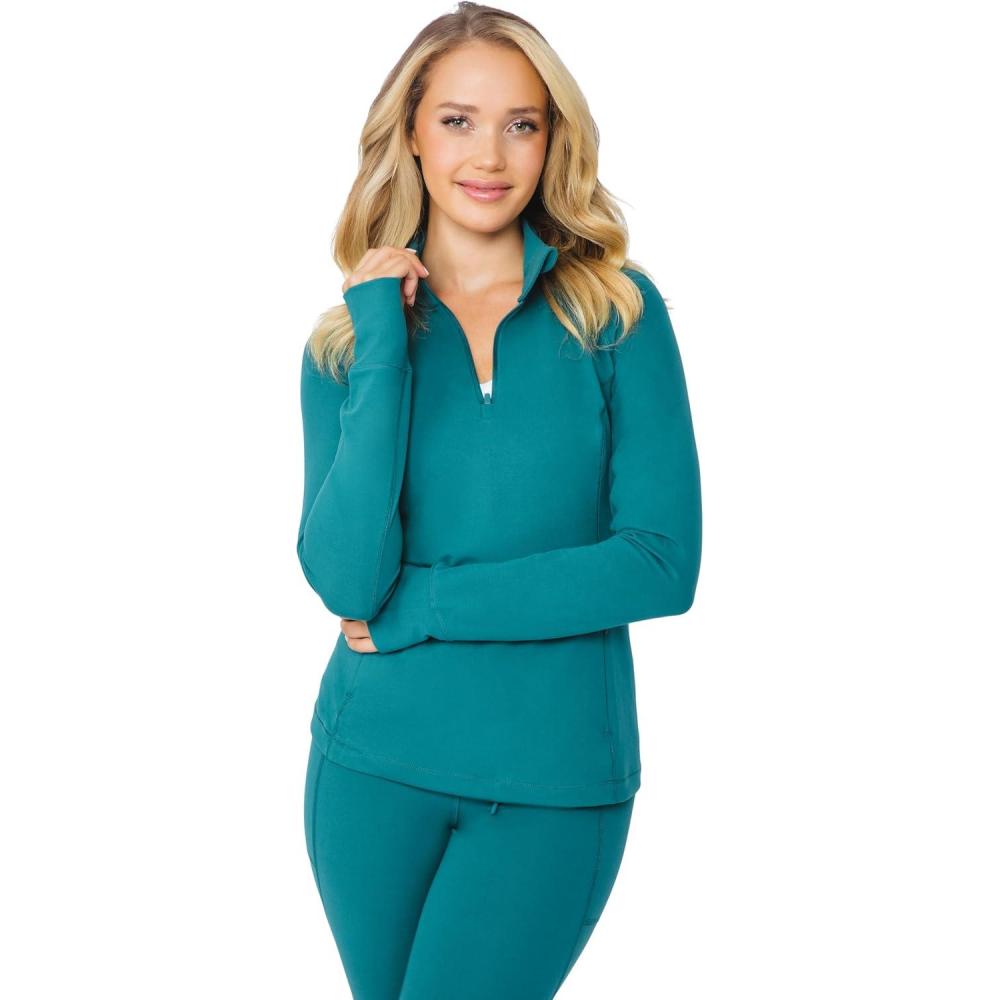 imageYogalicious Nude Tech Half Zip Long Sleeve Jacket with Front PocketsPacific