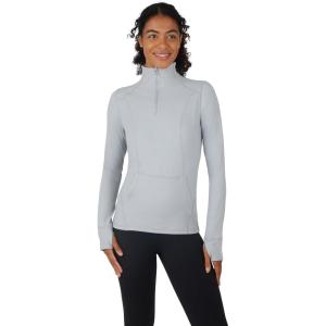 imageYogalicious Nude Tech Half Zip Long Sleeve Jacket with Front PocketsHeather Light Grey