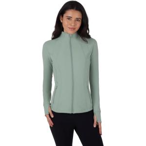 imageYogalicious Womens Ultra Soft Lightweight Full Zip Yoga Jacket with PocketsGreen Milieu Nude Tech