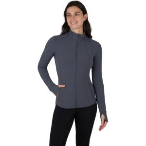 imageYogalicious Womens Ultra Soft Lightweight Full Zip Yoga Jacket with PocketsHeather Charcoal Nude Tech