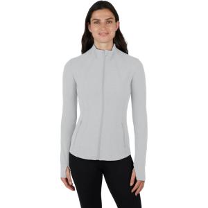 imageYogalicious Womens Ultra Soft Lightweight Full Zip Yoga Jacket with PocketsHeather Light Grey Nude Tech