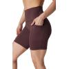 imageYogalicious Womens 5 7 High Waisted Biker Shorts Squat Proof Workout Yoga Short 2 PackCocoa W Pocket  Black No Pocket 7