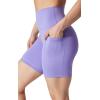imageYogalicious Womens 5 7 High Waisted Biker Shorts Squat Proof Workout Yoga Short 2 PackDeep Periwinkle W Pocket  Black No Pocket 7