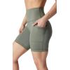 imageYogalicious Womens 5 7 High Waisted Biker Shorts Squat Proof Workout Yoga Short 2 PackMulled Basil W Pocket  Black No Pocket 7