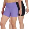 imageYogalicious Womens 5 7 High Waisted Biker Shorts Squat Proof Workout Yoga Short 2 PackPurple HebeBlack 5 Elastic Free