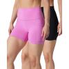 imageYogalicious Womens 5 7 High Waisted Biker Shorts Squat Proof Workout Yoga Short 2 PackSpring Crocus W Pocket  Black No Pocket 5