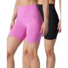 imageYogalicious Womens 5 7 High Waisted Biker Shorts Squat Proof Workout Yoga Short 2 PackSpring Crocus W Pocket  Black No Pocket 7