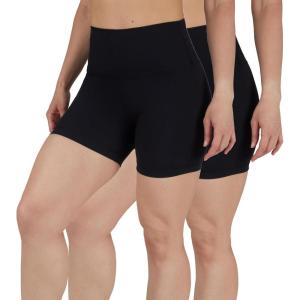 imageYogalicious Womens 5 7 High Waisted Biker Shorts Squat Proof Workout Yoga Short 2 PackBlackBlack 5 Elastic Free
