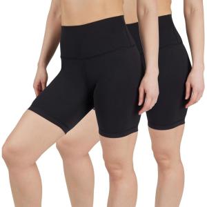 imageYogalicious Womens 5 7 High Waisted Biker Shorts Squat Proof Workout Yoga Short 2 PackBlackBlack 7 Elastic Free