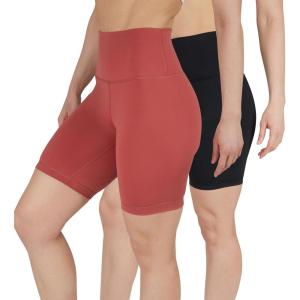 imageYogalicious Womens 5 7 High Waisted Biker Shorts Squat Proof Workout Yoga Short 2 PackMarsalaBlack 7 Elastic Free