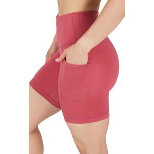 imageYogalicious Womens High Waisted Biker Shorts Workout Running Spandex Yoga Shorts 35quot 5quot 7quot 9quotEarth Red 7