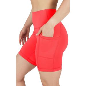 imageYogalicious Womens High Waisted Biker Shorts Workout Running Spandex Yoga Shorts 35quot 5quot 7quot 9quotFiery Coral 7