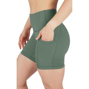imageYogalicious Womens High Waisted Biker Shorts Workout Running Spandex Yoga Shorts 35quot 5quot 7quot 9quotLily Pad 5
