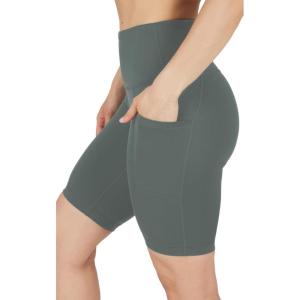imageYogalicious Womens High Waisted Biker Shorts Workout Running Spandex Yoga Shorts 35quot 5quot 7quot 9quotLily Pad 9