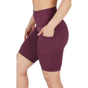 imageYogalicious Womens High Waisted Biker Shorts Workout Running Spandex Yoga Shorts 35quot 5quot 7quot 9quotMauve Wine 9
