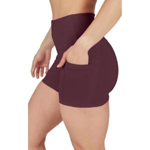 imageYogalicious Womens High Waisted Biker Shorts Workout Running Spandex Yoga Shorts 35quot 5quot 7quot 9quotWindsor Wine 35