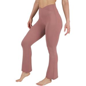 imageYogalicious Womens High Waisted Flare Legging Squat Proof Yoga Bootcut Wide Leg Crossover PantCedarwood 315