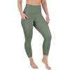 image90 Degree By Reflex Womens High Waisted Capri Legging Side Pocket Squat Proof Gym Workout Yoga PantBay Leaf