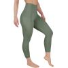 image90 Degree By Reflex Womens High Waisted Capri Legging Side Pocket Squat Proof Gym Workout Yoga PantBay Leaf