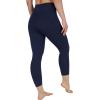 image90 Degree By Reflex Womens High Waisted Capri Legging Side Pocket Squat Proof Gym Workout Yoga PantDark Navy