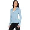 imageYogalicious FullZip Lightweight Hooded Running Workout Yoga Lux Jacket with PocketsFaded Denim