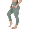 imageYogalicious High Waist Squat Proof Yoga Capri Leggings with Side Pockets for WomenGreen Milieu Lux With Pocket