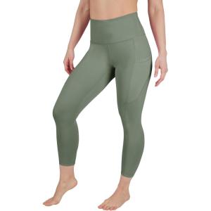 image90 Degree By Reflex Womens High Waisted Capri Legging Side Pocket Squat Proof Gym Workout Yoga PantBay Leaf