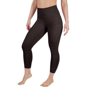 image90 Degree By Reflex Womens High Waisted Capri Legging Side Pocket Squat Proof Gym Workout Yoga PantChocolate Torte