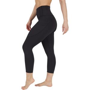 image90 Degree By Reflex Womens High Waisted Capri Legging Side Pocket Squat Proof Gym Workout Yoga PantClassic Black