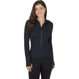 imageYogalicious FullZip Lightweight Hooded Running Workout Yoga Lux Jacket with PocketsBlack