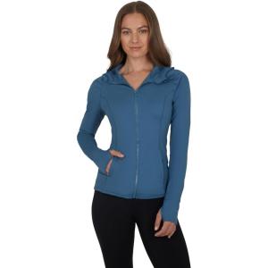 imageYogalicious FullZip Lightweight Hooded Running Workout Yoga Lux Jacket with PocketsBlue Fusion