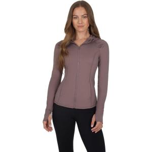 imageYogalicious FullZip Lightweight Hooded Running Workout Yoga Lux Jacket with PocketsMocha