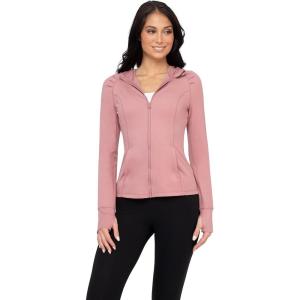 imageYogalicious FullZip Lightweight Hooded Running Workout Yoga Lux Jacket with PocketsNostalgia Rose