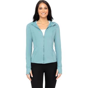 imageYogalicious FullZip Lightweight Hooded Running Workout Yoga Lux Jacket with PocketsSmoke Blue