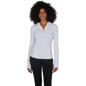 imageYogalicious FullZip Lightweight Hooded Running Workout Yoga Lux Jacket with PocketsWhite