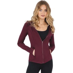 imageYogalicious FullZip Lightweight Hooded Running Workout Yoga Lux Jacket with PocketsWindsor Wine