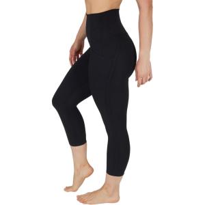 imageYogalicious High Waist Squat Proof Yoga Capri Leggings with Side Pockets for WomenBlack Lux Super High Waist With Pocket