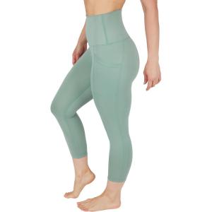 imageYogalicious High Waist Squat Proof Yoga Capri Leggings with Side Pockets for WomenChinois Green Lux With Pocket
