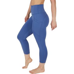 imageYogalicious High Waist Squat Proof Yoga Capri Leggings with Side Pockets for WomenGray Blue Lux With Pocket