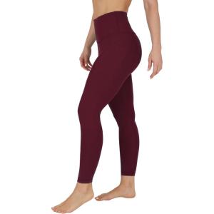 imageYogalicious High Waist Ultra Soft 78 Ankle Length Leggings with Pockets for WomenRed Dahlia Lux