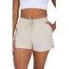 imageYogalicious Relaxed Fit Running Short 3quot Athletic 2in1 Inner Lining Lightweight Short with Drawstring and Pockets for WomenMist Sand