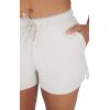 imageYogalicious Relaxed Fit Running Short 3quot Athletic 2in1 Inner Lining Lightweight Short with Drawstring and Pockets for WomenMist Sand