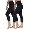 imageYogalicious High Waist Buttery Soft Lightweight Capri Leggings High Rise Workout Yoga Pants for WomenBlack Lux 2 Pack