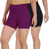 imageYogalicious Womens 5 7 High Waisted Biker Shorts Squat Proof Workout Yoga Short 2 PackPlum CaspiaBlack 5 Elastic Free