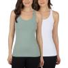 imageYogalicious Womens Lightweight Tank Top Soft Racerback Workout Yoga Sleeveless Quick Dry TopGreen MilieuWhite