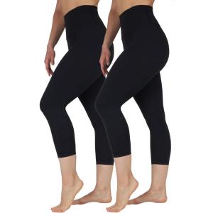 imageYogalicious High Waist Buttery Soft Lightweight Capri Leggings High Rise Workout Yoga Pants for WomenBlack Lux 2 Pack