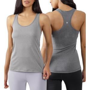imageYogalicious Womens Lightweight Tank Top Soft Racerback Workout Yoga Sleeveless Quick Dry TopHtr GreyHtr Charcoal