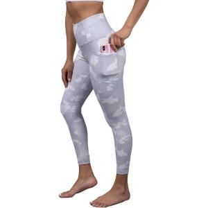 imageYogalicious High Waist Ultra Soft 78 Ankle Length Leggings with Pockets for WomenWhite Camo Lux